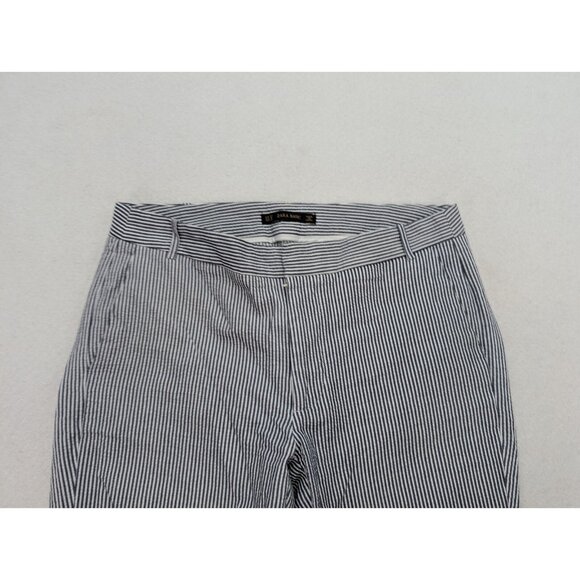 Zara Basic Women's Pants Size 10 Seersucker Striped Ankle - Picture 4 of 16